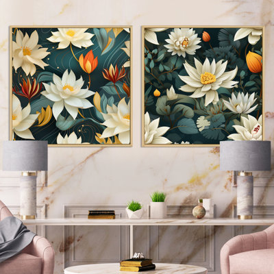 Fairwinds - Ensemble de 2 collages carrés floraux