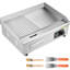 Plaque chauffante commerciale 1750W 21,06 x 11,81 pouces 122 - 570F en acier inoxydable à température réglable pour steak avec brosses et patins de pied