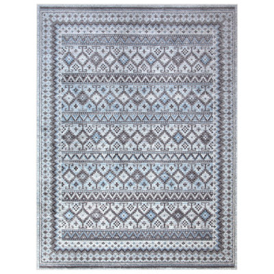 Tapis bleu / gris anthracite / gris / ivoire Fallon 8 x 10