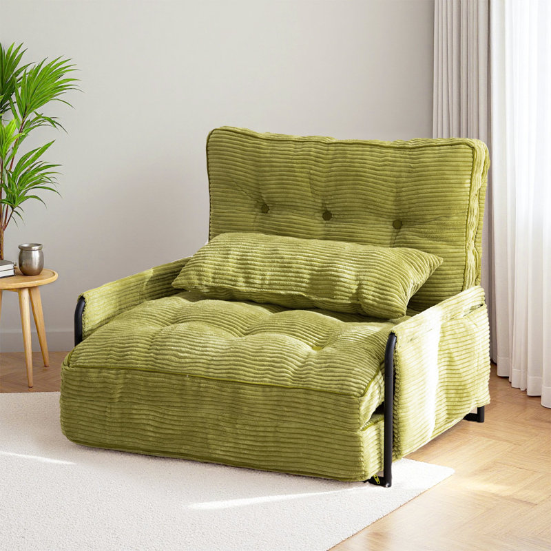 Canapé Bean Bag, H 25,6 po x l 30 po x P 25,6 po, Velours côtelé vert