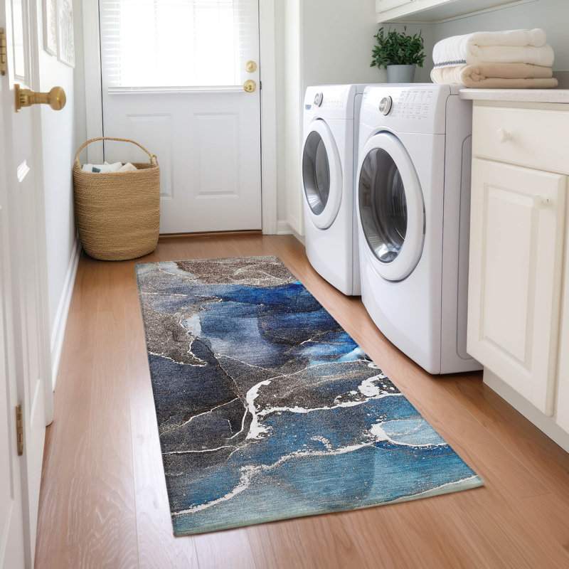 Kyrie Washable Abstract Indoor / Outdoor Rug, Runner 2'3" x 7'6"