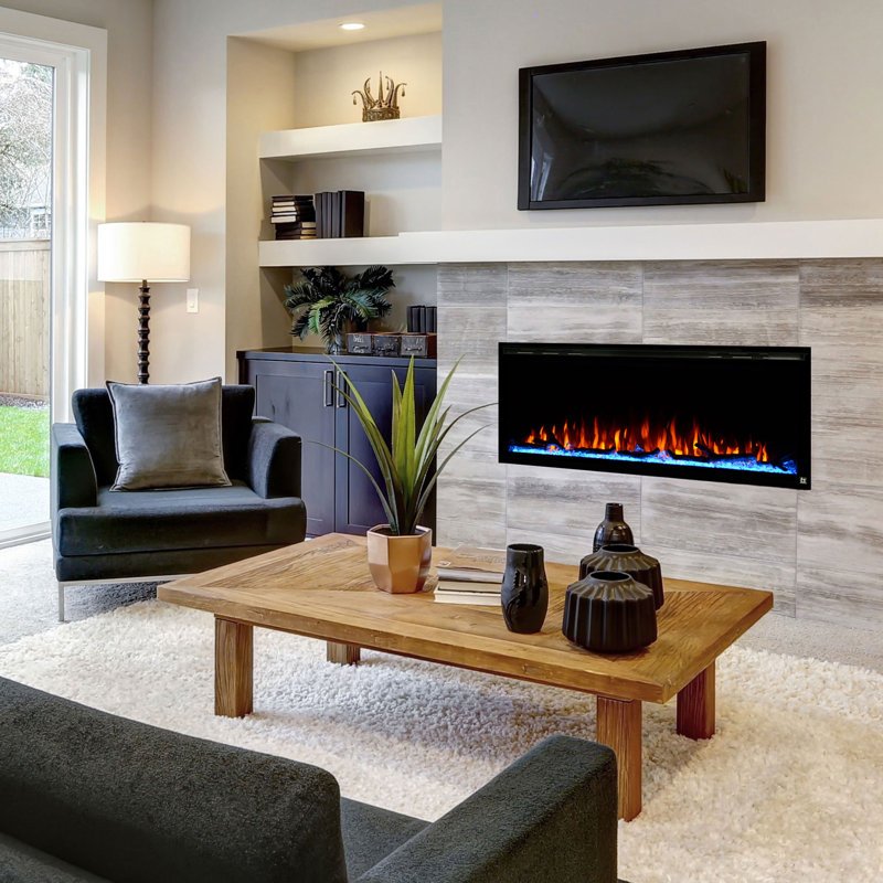 Sideline Elite 50" Black WiFi-Enabled Recessed Electric Fireplace