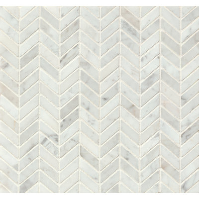 1 in. x 1 in. Herringbone Honed Marble Tile