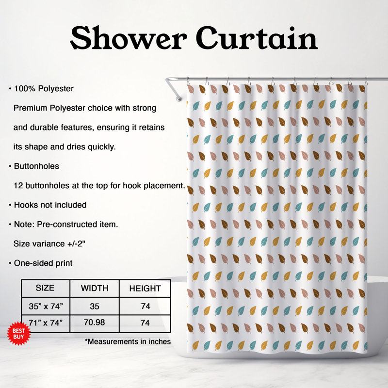 Rideau de douche standard rétro 1 pièce, H 74 po x l 71 po