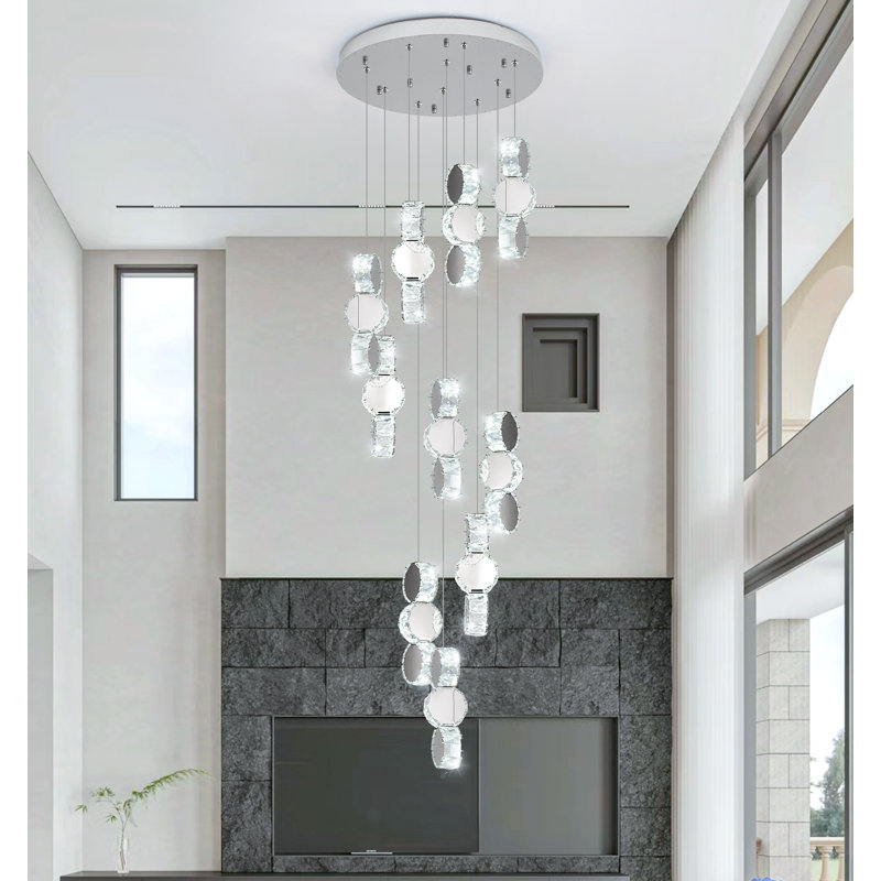 Lustre à DEL moderne en cristal 10 lumières à intensité variable Glam