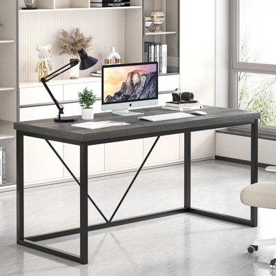 Hulste 53" Metal Base Computer Desk, Grey
