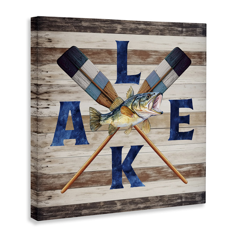 «Rustic Lake Boat Oars Canvas», conception par Nicole DeCamp, H 36 po x l 36 po