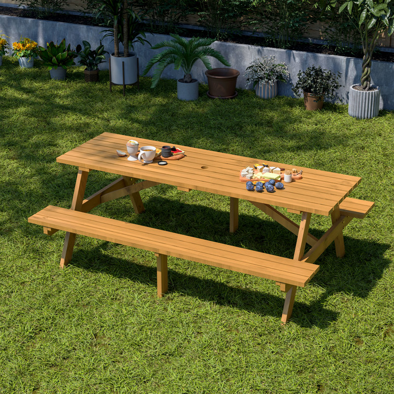 Table de pique-nique en bois massif, Jaune