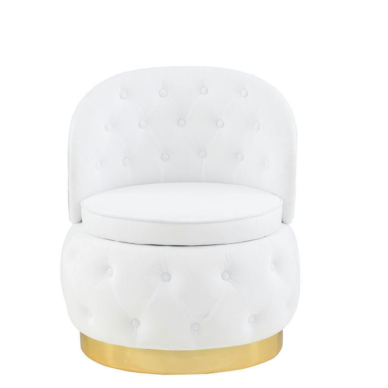 Chaise de rangement pivotante à 360 degrés, Blanc
