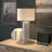 Elise 30" Tall Table Lamp with Fabric Shade in Marble/Brass/White-1864501488
