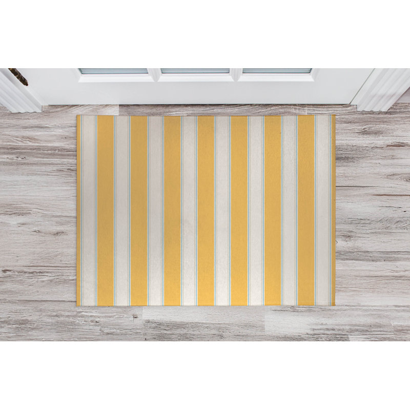 Cabana Stripe Indoor Doormat, 24" W x 36" L, Yellow