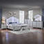 Commode à 6 tiroirs Mystic de style contemporain en argent, fabrication en bois durable avec poignées en cristal élégantes