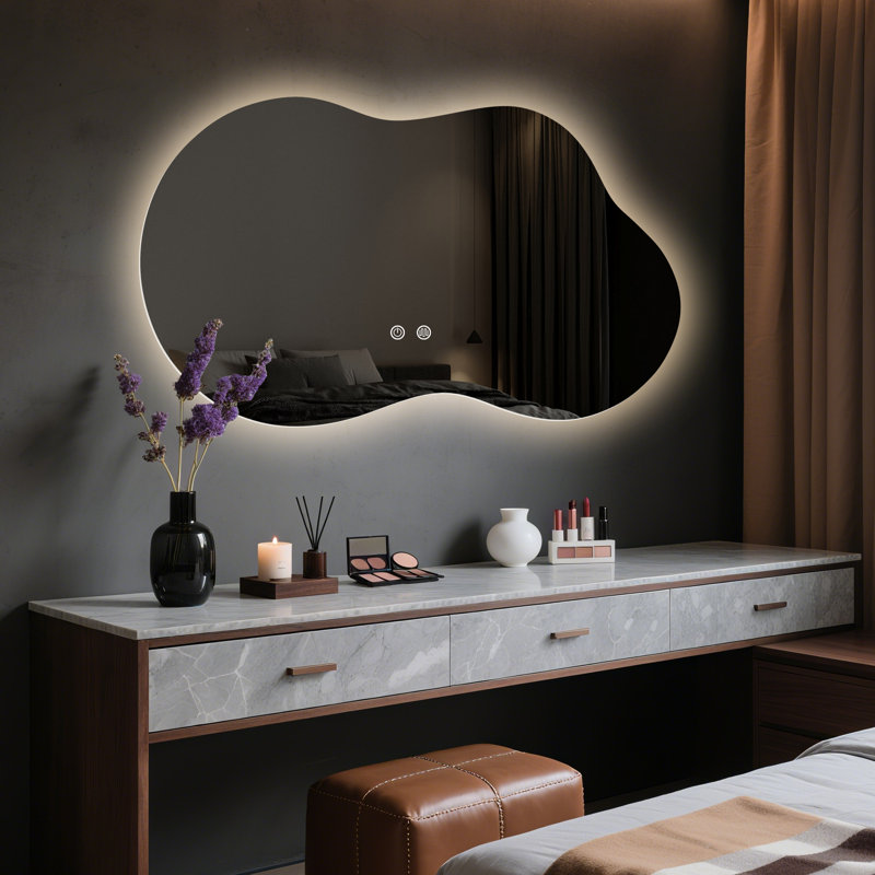 Asymmetrical LED Vanity Mirror with Backlight, 46" x 26"