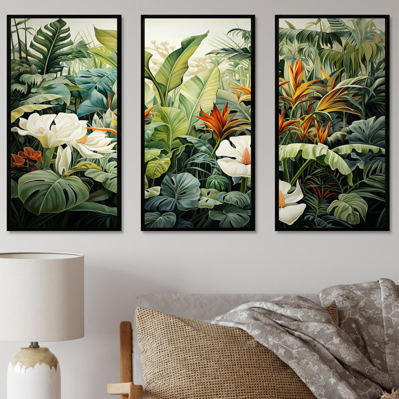 Hammondsport - ensemble d'art mural plantes, Cadre flottant noir, H 40 po x l 60 po x P 1 po