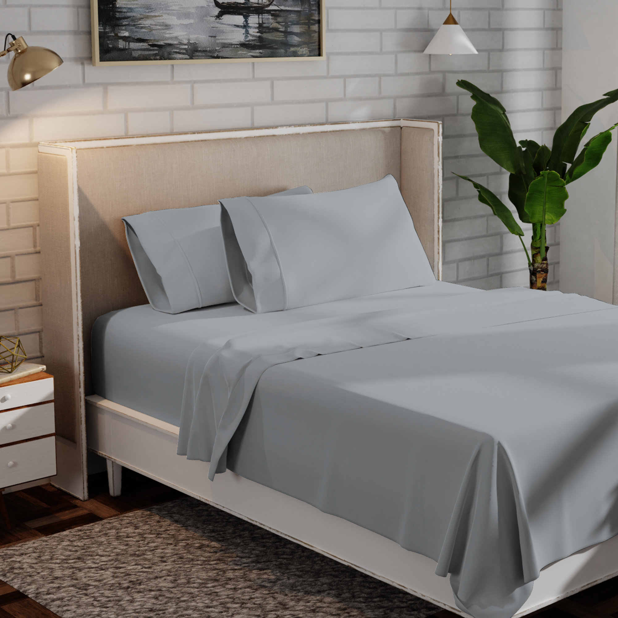 Adelaja 300 Thread Count Organic 100% Cotton Cool & Crisp Percale Weave Sheet Set, Full/Double Sheet Set with 2 Pillowcases
