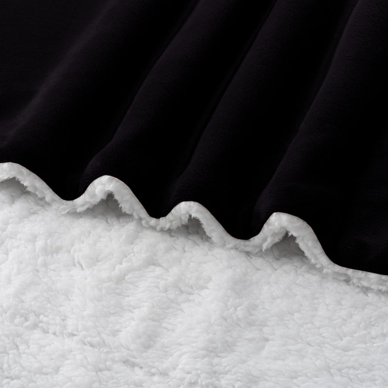 Super Soft Sherpa Fleece Blanket – Reversible Cozy Throw, 240 GSM, Black, 150 cm x 130 cm