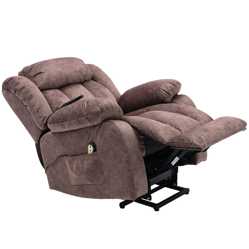 Oversized Lift Recliner Chair with Massage and Heat, Power Sofa for Elderly with Cup Holders, Brown