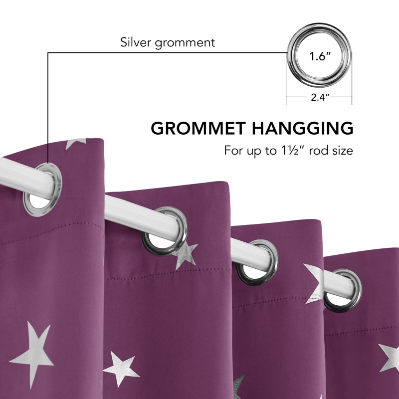 Manzanita Eyelet Room Darkening Thermal Curtains, Purple, 117cm W x 183cm D