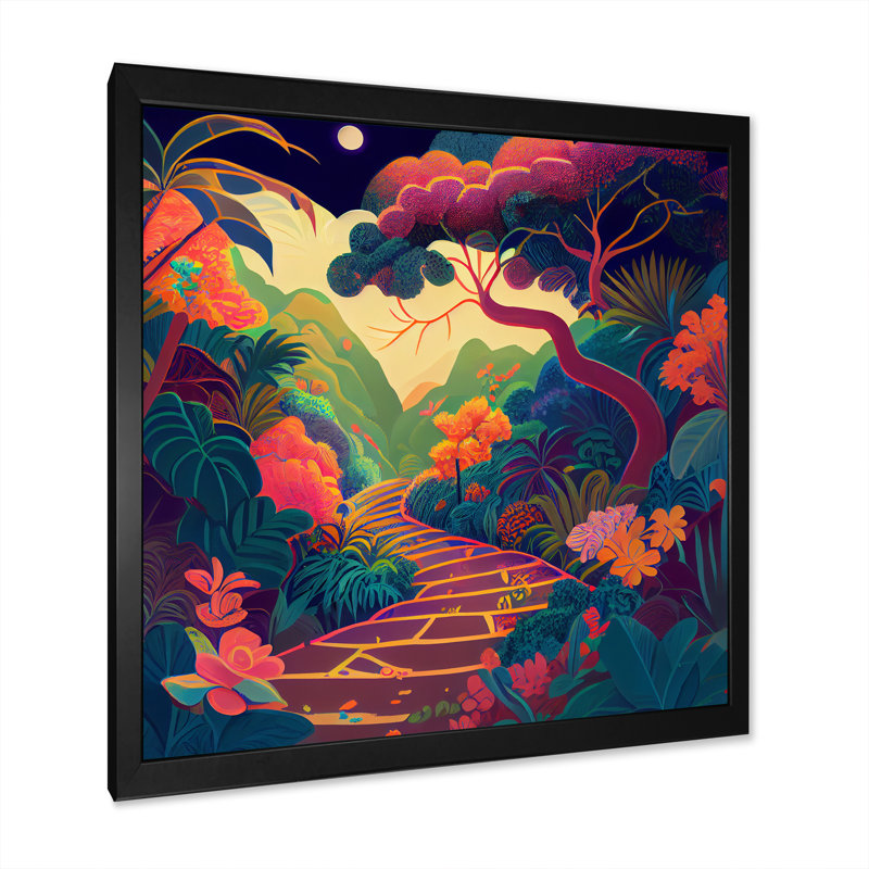«Walking Path In The Colorful Mountains I», reproduction sur toile, Impression noire sur toile encadrée