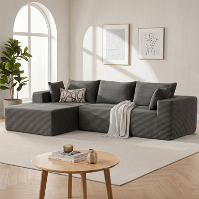 110” L-Shaped Cloud Sectional Couch, Boneless Sofa For Living Room With Left-Facing Chaise