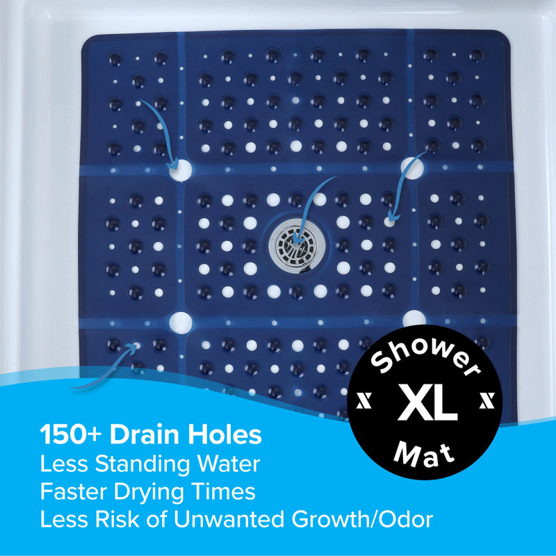Extra Large Navy Blue Non-Slip Square Shower Mat