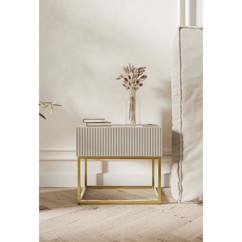Atahan 50cm W Steel Bedside Table, Grey