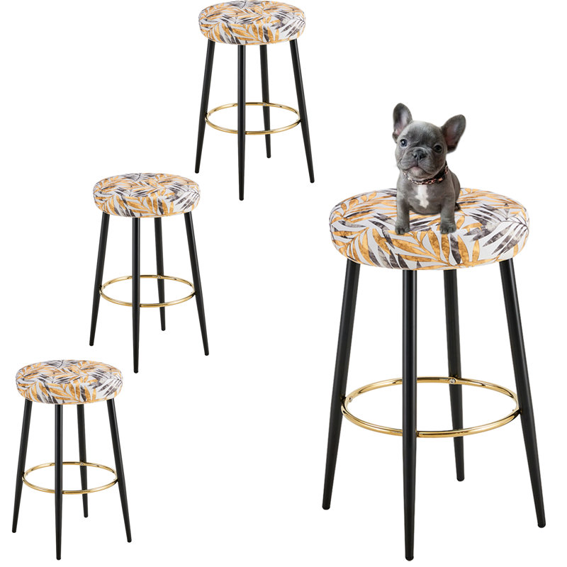 Tabourets de bar rembourrés dorés (ensemble de 4), Doré
