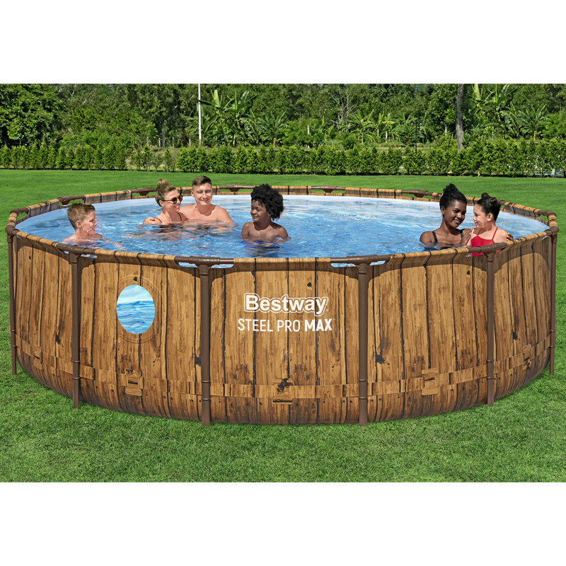Ensemble de piscine hors terre Bestway Steel Pro MAX Splashview - 14 pi x 42 po, brun