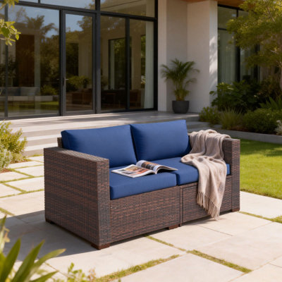 Gerdt 59.2" Wide Outdoor Wicker Loveseat with Cushions by Latitude Run