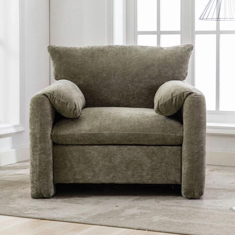 Fauteuil d'appoint surdimensionné en chenille de style moderne avec canapé-lit simple de 38,6 po de largeur pour salon, chambre à coucher