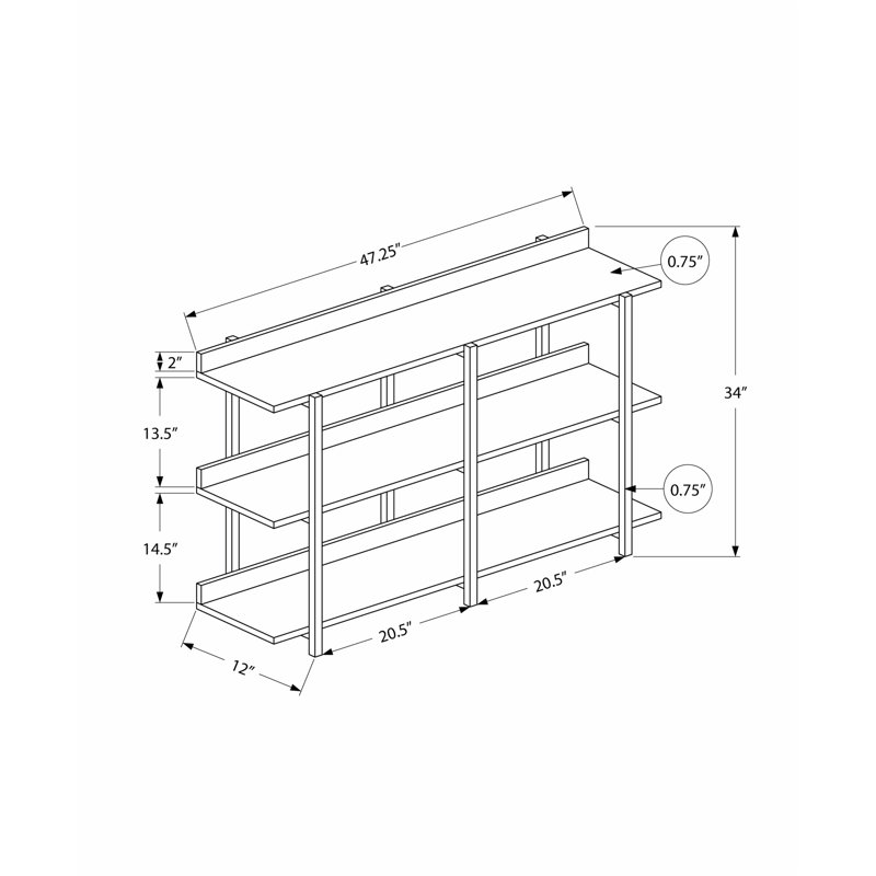 Console polyvalente à 3 niveaux pour vestibule, canapé, salon et chambre à coucher, idéale pour les intérieurs contemporains et modernes