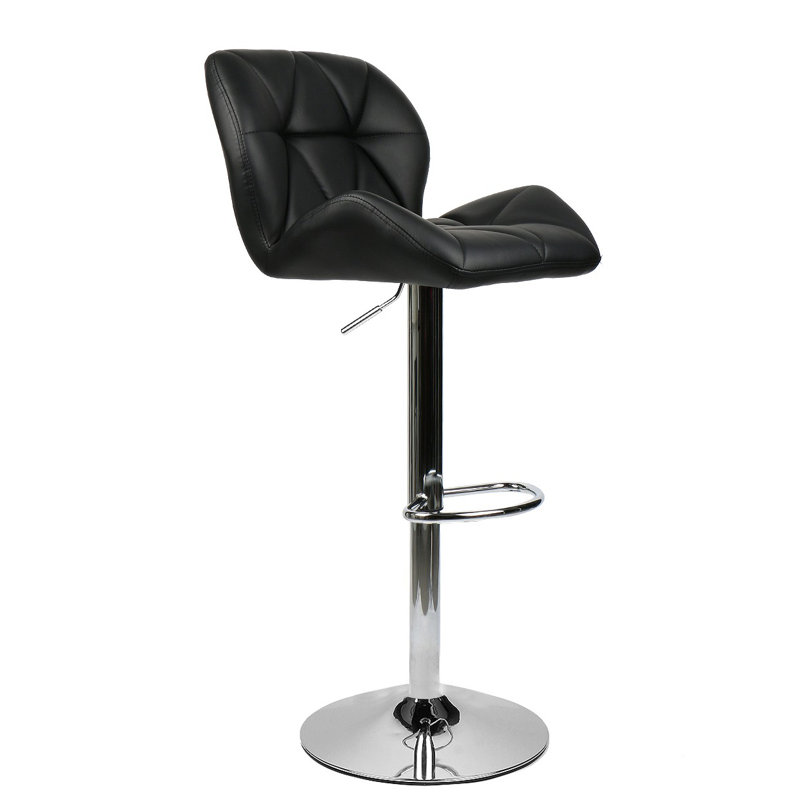 Amon Swivel Upholstered Faux Leather Adjustable Height Counter Stool, Black