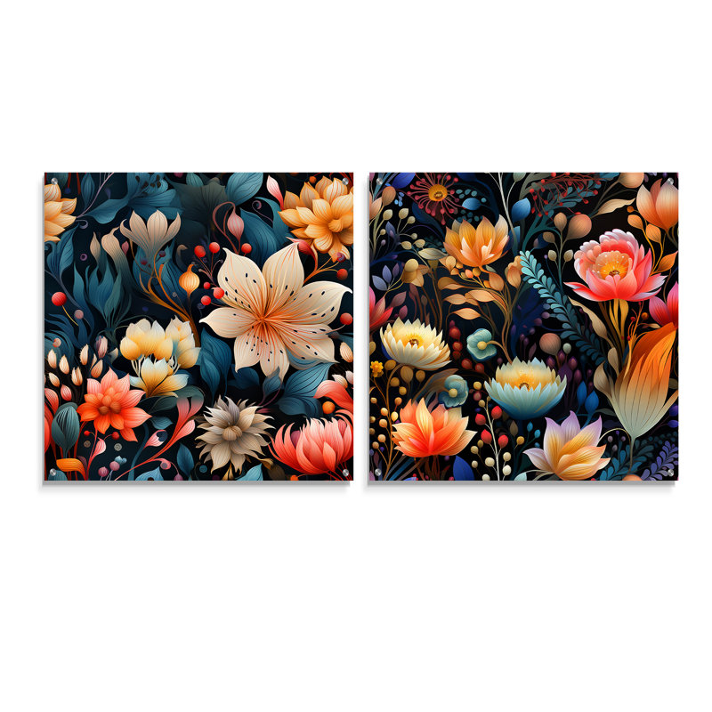 Sannois - Ensemble de 2 art mural en verre acrylique, H 36 po x l 73 po