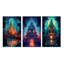 Magical Buddhist Temple Dreamscape - Buddhism Art Set Of 3 Pieces-598458448-598458451