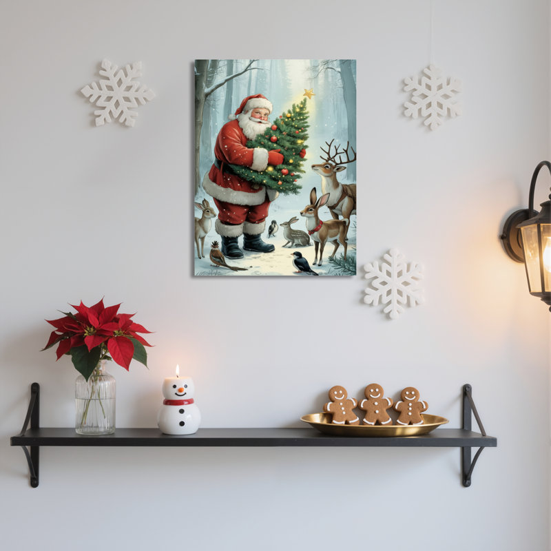 Art mural sur toile Santa Deer, H 24 po x l 16 po