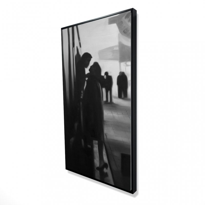 Couple at the train station - 24"x48" Framed canvas