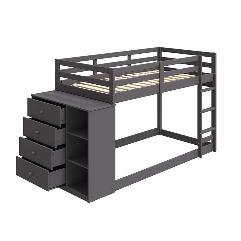 Lit mezzanine simple avec bibliothèque Athaliah par Harriet Bee, Gris2