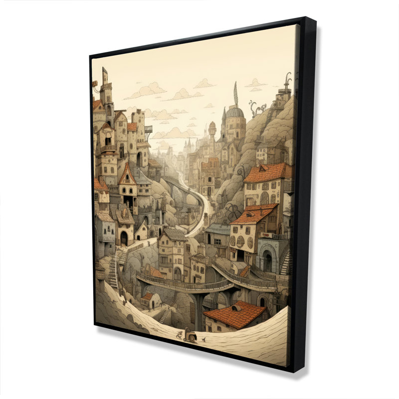 Intricate town hall - 48"x60" Framed canvas