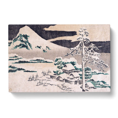 Seaside Village In Winter by Katsushika Hokusai - Wrapped Canvas Painting
