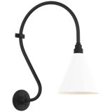Thomas O'Brien, "Academy 15" Larrabee Barn Light in Matte Black with 9" White Conical Savannah Shade