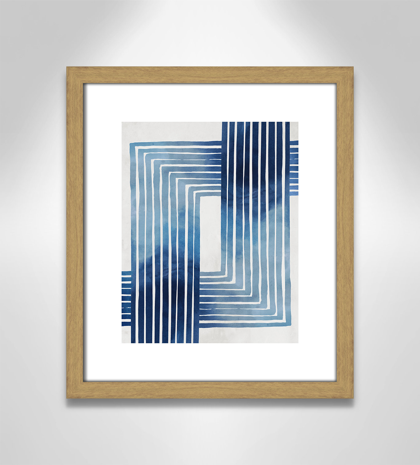 Lanny "In Unison" Painting by Eva Watts, 15" H x 13" W x 0.75" D, Beige Wood Framed Paper