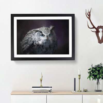 Blue Eyed Eurasian Eagle Owl in Abstract - Picture Frame Painting Print