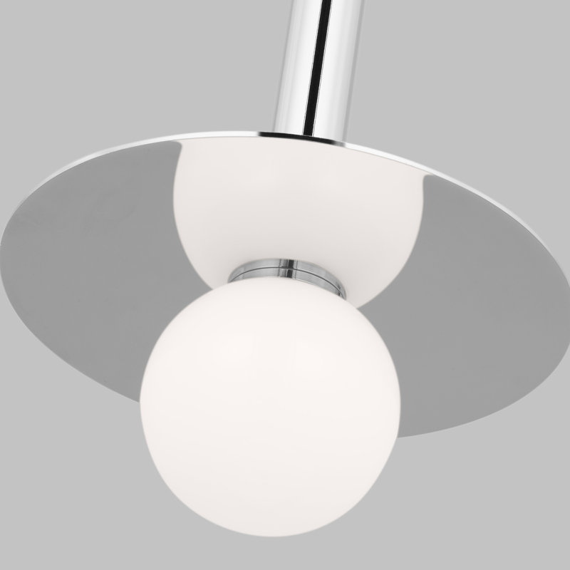 Luminaire suspendu en métal 1 lumière Allegra, H 20 po x l 8 po x P 8 po, Nickel poli