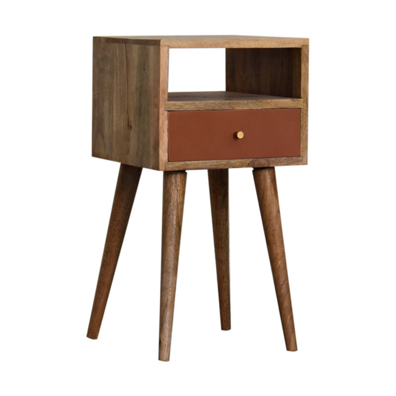 Table de chevet moderne Mid Century, Rouge brique