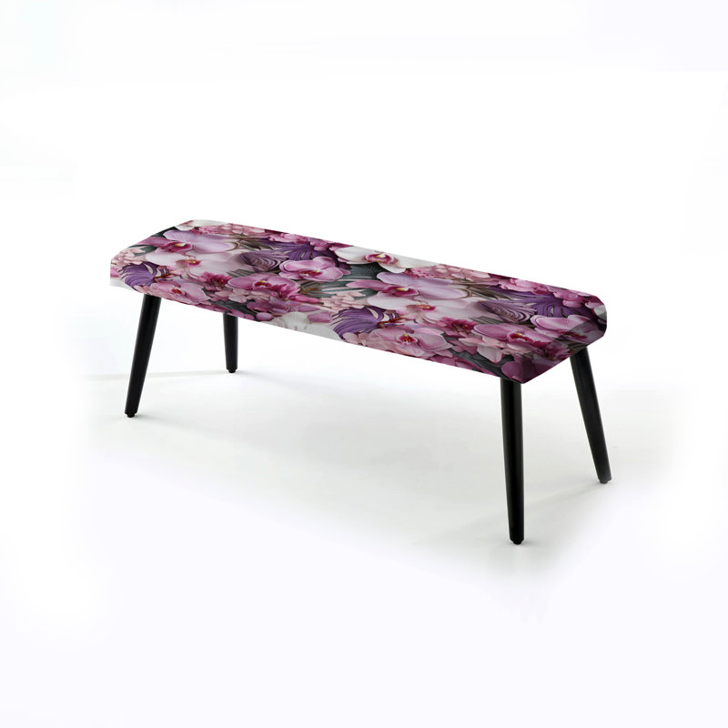 Orchid Dreams - motif tropical - banc rembourré noir Tropical