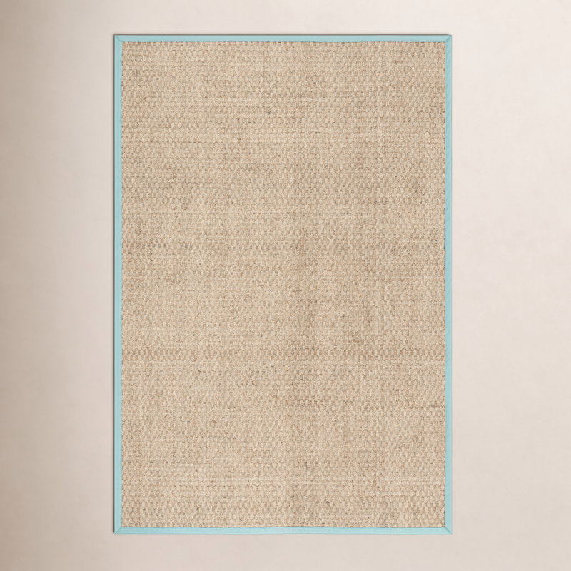 Oxnard Auckland Bamboo Slat/Seagrass Natural/Teal Area Rug, Rectangle 5' x 8'