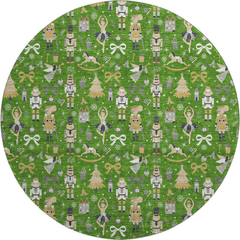 Tapis de Noël de qualité supérieure lavable à la machine Lingeswaran AMF1827, Rond 8 pi