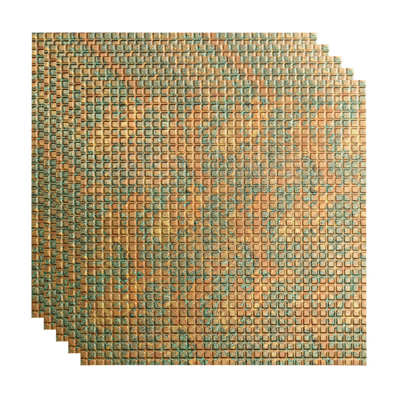 24 in. L x 24 in. W Textured Vinyl Drop-In Ceiling Tile, Copper Fantasy