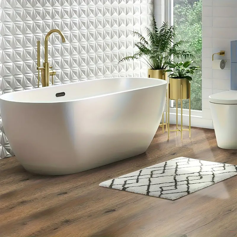 One Roll 18" W X 118" L Peel And Stick Luxury Sxp Contact Paper,self-adhesive Sxp Flooring, Light Brown