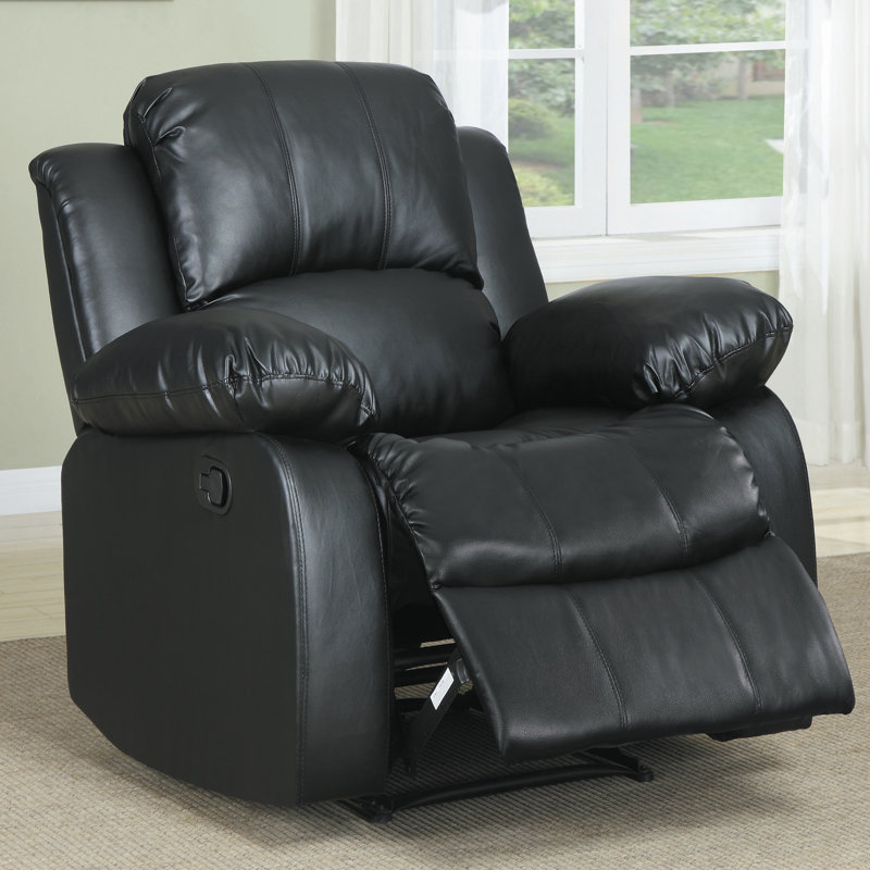 Mccubbin Faux Leather Recliner, Black Faux Leather
